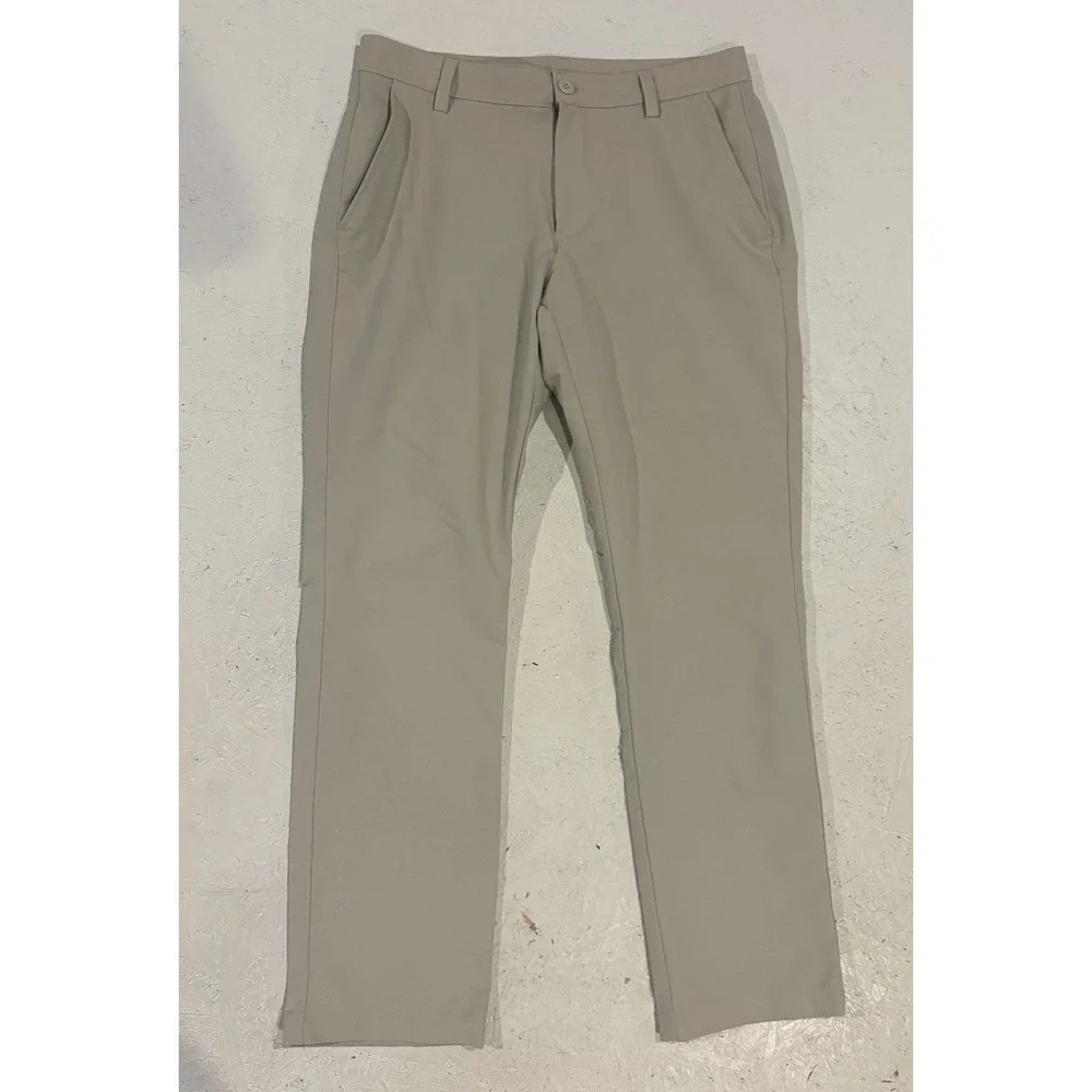 Under Armour Mens Match Play Golf Pants Khaki Tan Straight Leg 34x32 Stretch